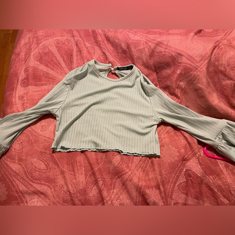 Nasty gal green ruffle crop/ish top mint green